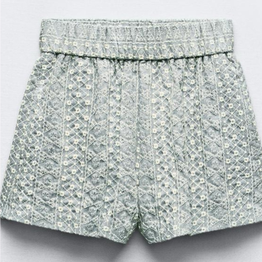 Zara blue embroidered shorts